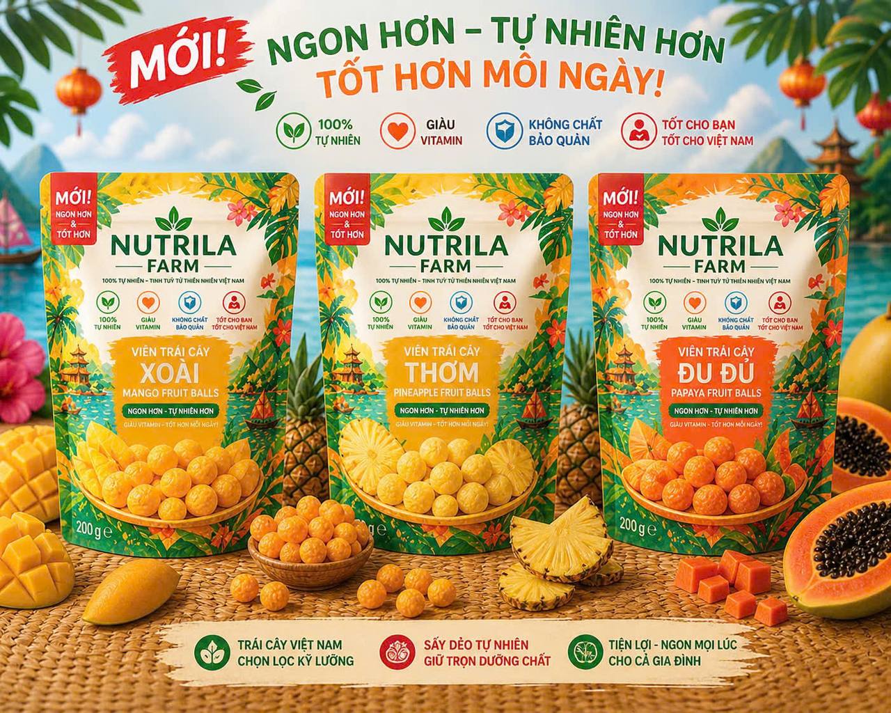 Fruit Balls Collection — Mango, Pineapple, Papaya